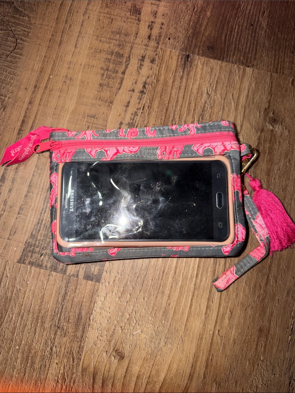 Simply Southern Pink Paisley Gray Clear-Front Wristlet Phone Case